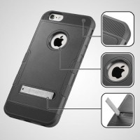 iPhone 6/6S Rubberized Black/Black TUFF Trooper Hybrid Protector Cover 2-Piece (with Stand)