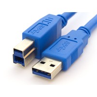 USB 3.0 A/B M/M 6' Blue Cable