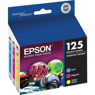 EPSON 125 (T125520S) Ink Cartridge, Multi-pack (Cyan, Magenta, Yellow) 